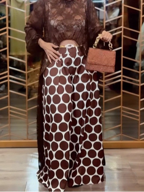 Sienna | Ensemble Top en Dentelle et Pantalons à Pois