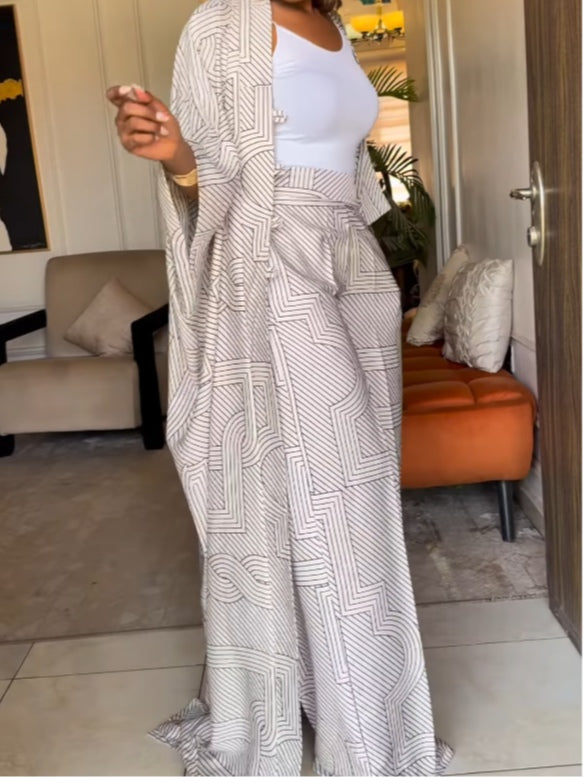 Samantha | Ensemble Cardigan Rayé & Pantalon