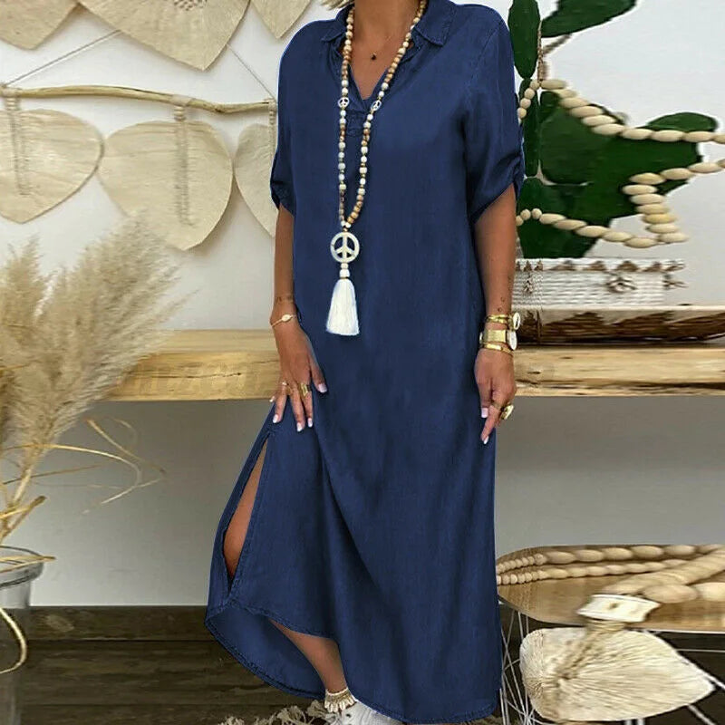 Sadie | Robe Chemise Confortable en Denim