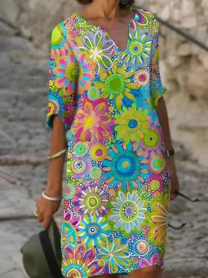 Leila | Robe Midi Florale Vibrante
