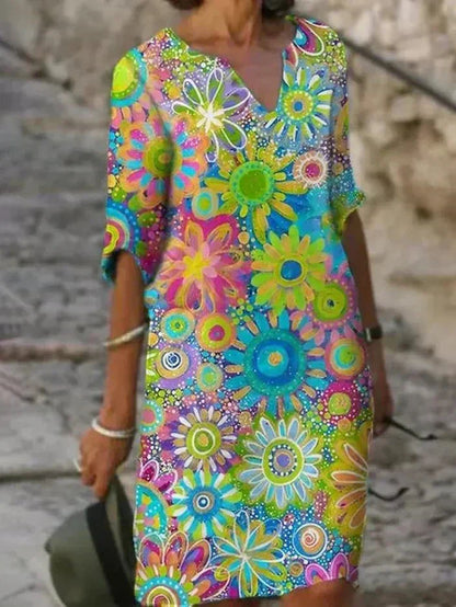 Leila | Robe Midi Florale Vibrante