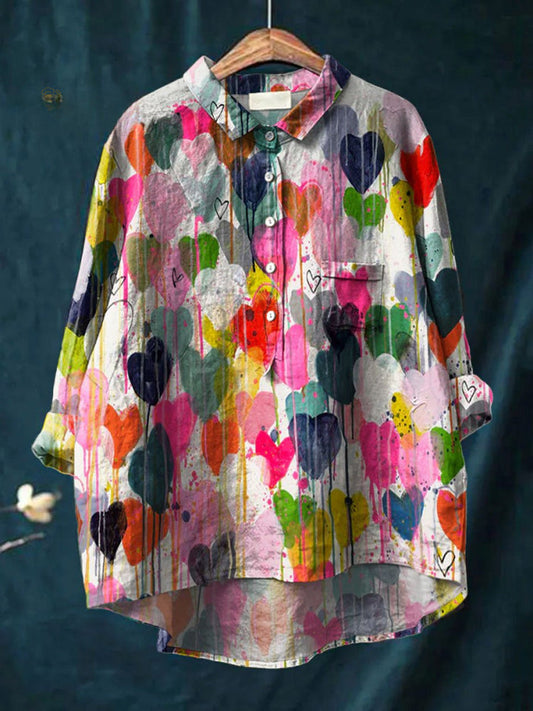Valentina | Chemise à Imprimé Cœur Coloré