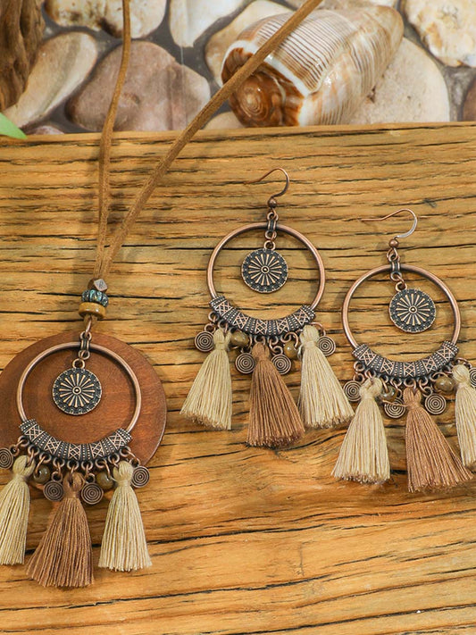 Isabella | Ensemble de Collier et Boucles d'Oreilles à Franges Bohémien