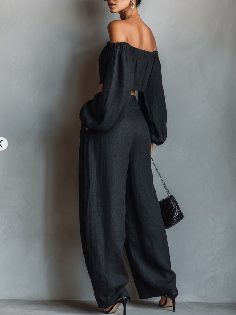 Serena | Ensemble Haut Off-Shoulder et Pantalon Large