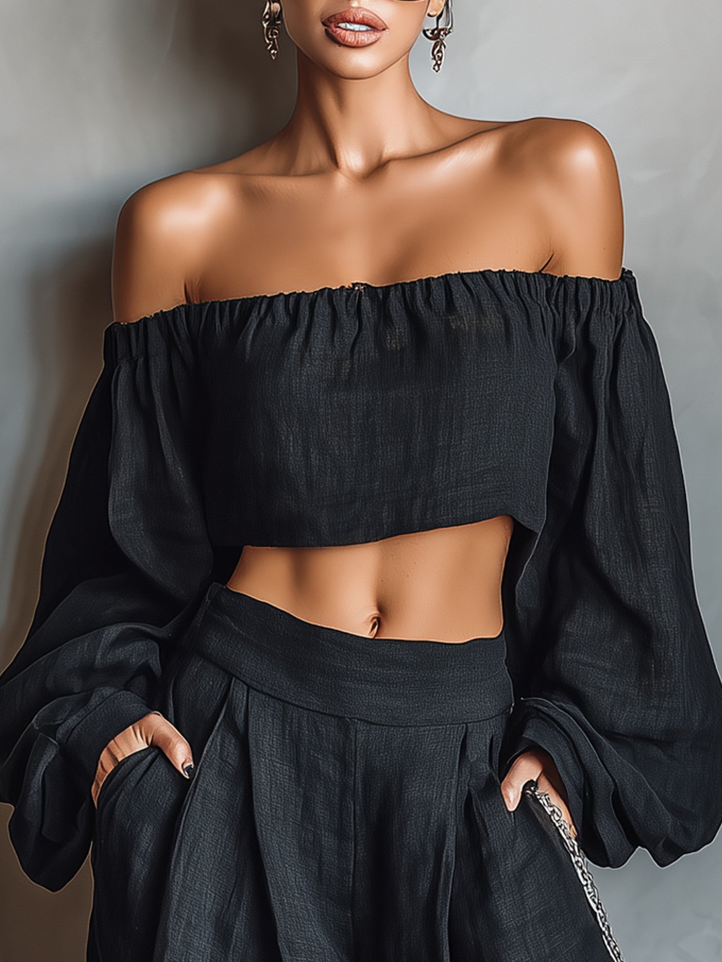 Serena | Ensemble Haut Off-Shoulder et Pantalon Large