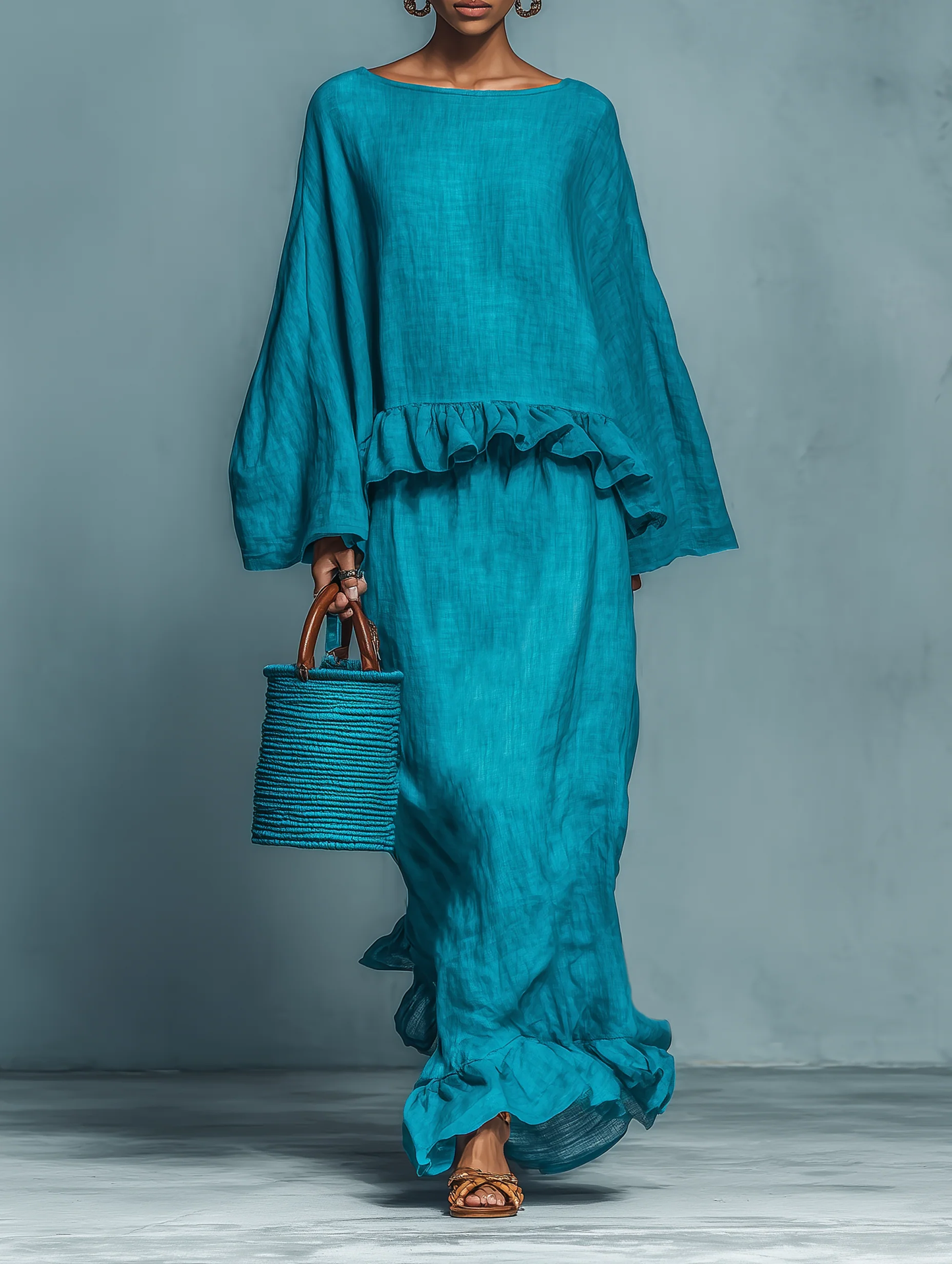 Sofia | Blouse Volante et Costume Jupe Droite