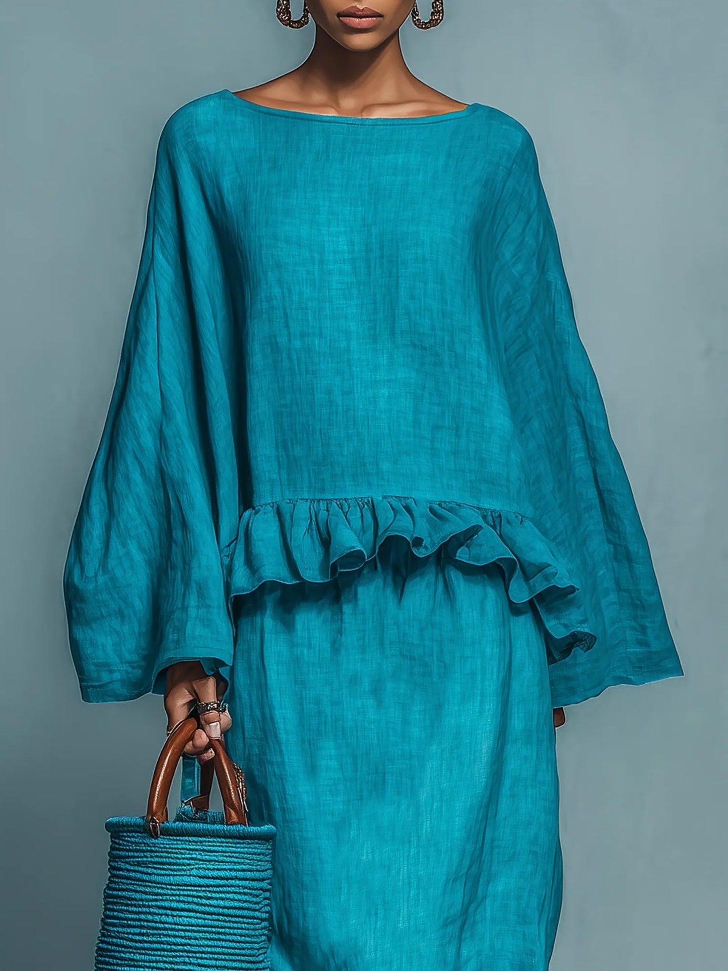 Sofia | Blouse Volante et Costume Jupe Droite