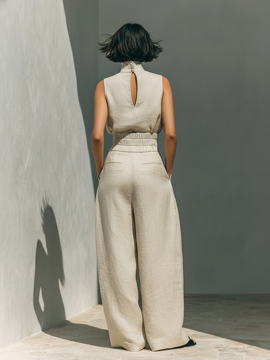 Sienna | Ensemble Top sans Manches et Pantalon Large