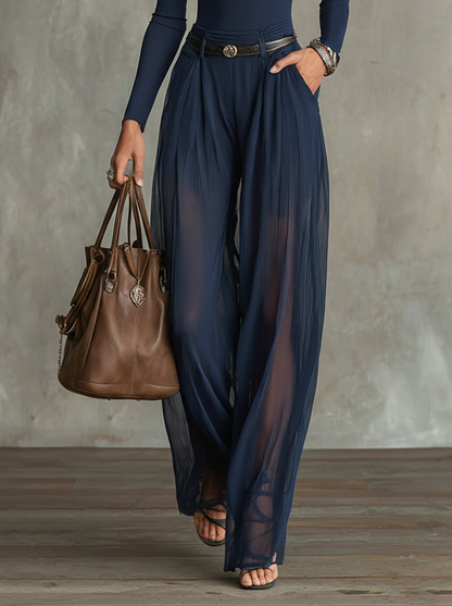 Serena | Ensemble Top à Panneaux en Dentelle & Pantalons Amples Transparent