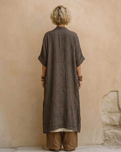 Sophie | Ensemble Trois Pièces Imprimé Tribal Gris Foncé & Marron