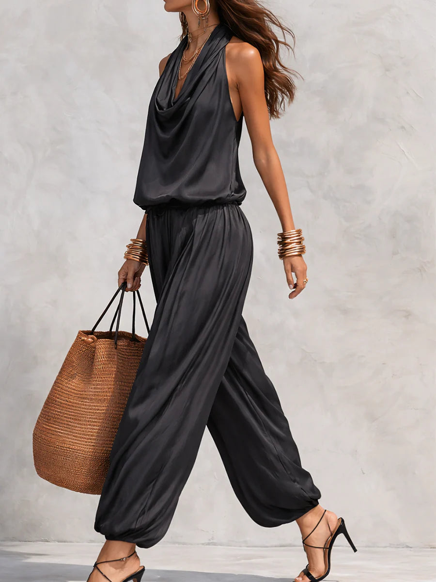 Serena | Ensemble Top à Col Halter et Pantalon Plissé
