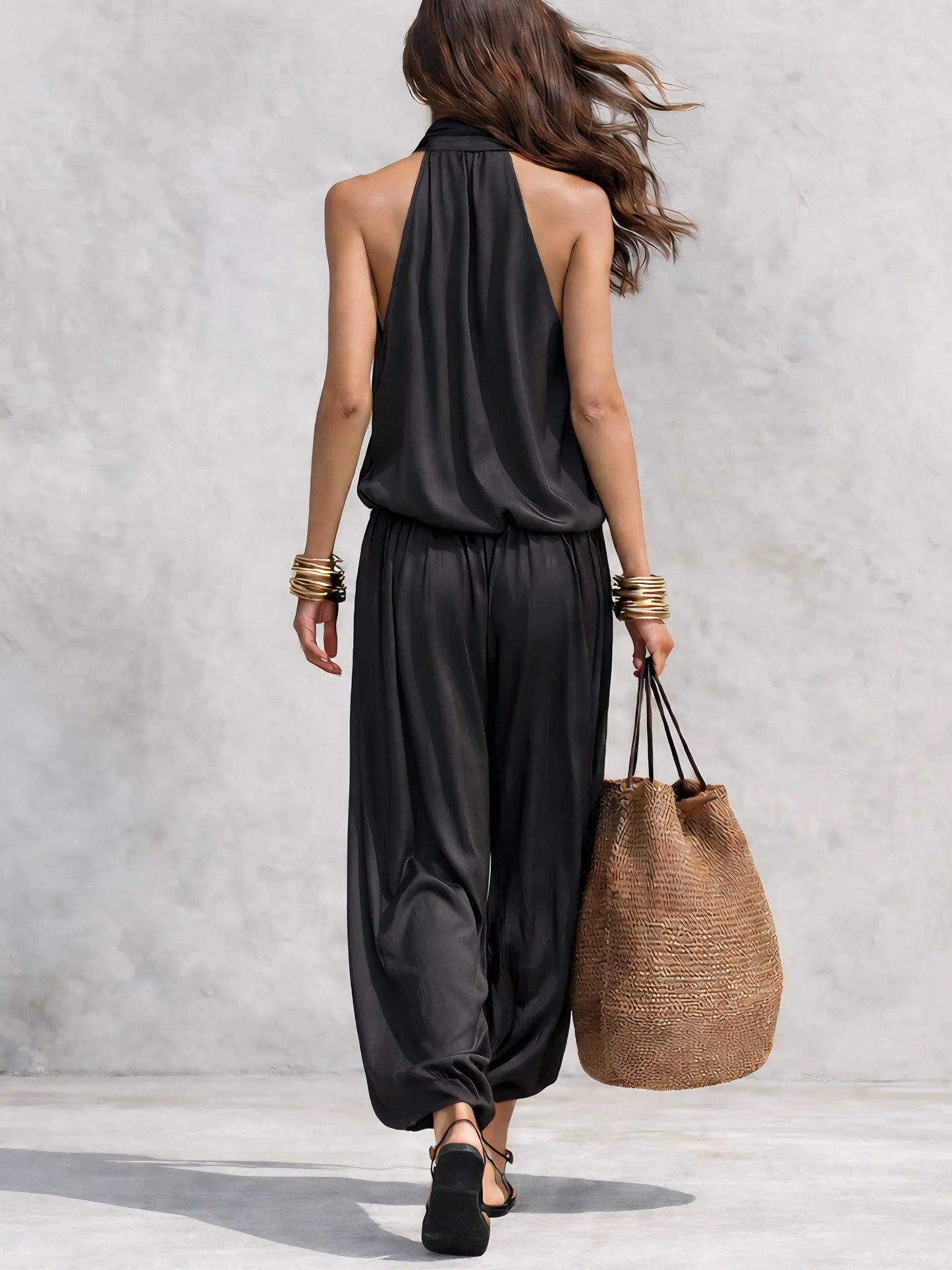 Serena | Ensemble Top à Col Halter et Pantalon Plissé