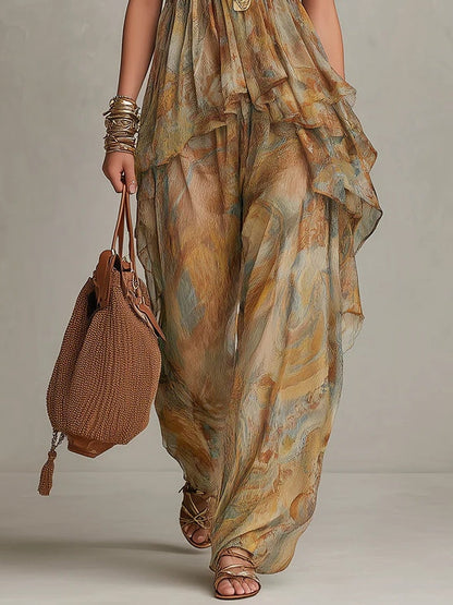Sienna | Ensemble de débardeur en chiffon à volants et pantalon large