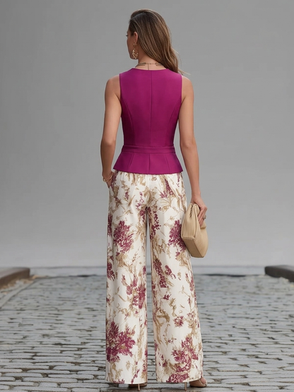 Lila | Ensemble de Pantalon à Imprimé Floral
