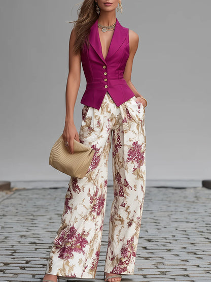 Lila | Ensemble de Pantalon à Imprimé Floral