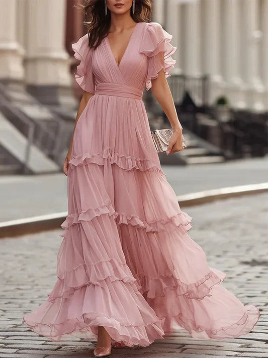 Zoe | Robe Maxi de Mariage Élegante Rose Clair
