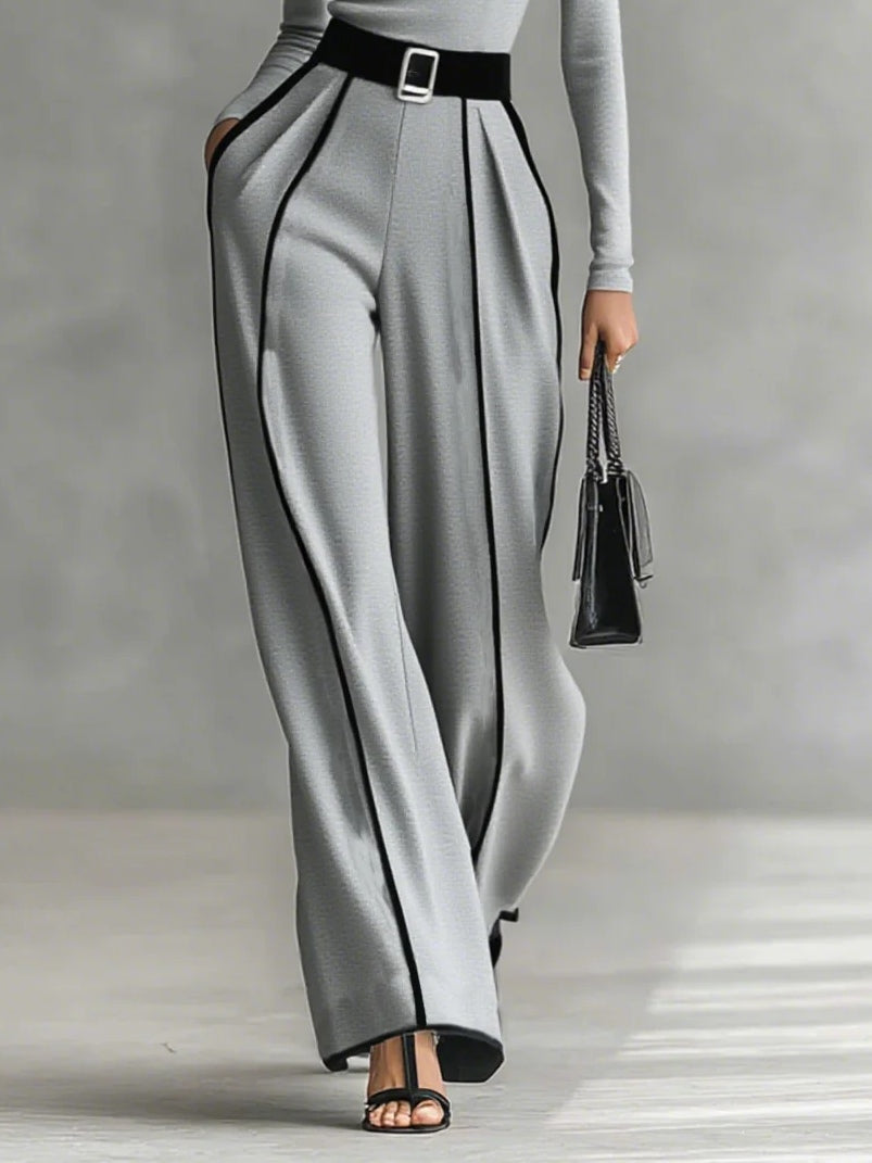Sophia | Ensemble Top Col Montant et Pantalons Évasés