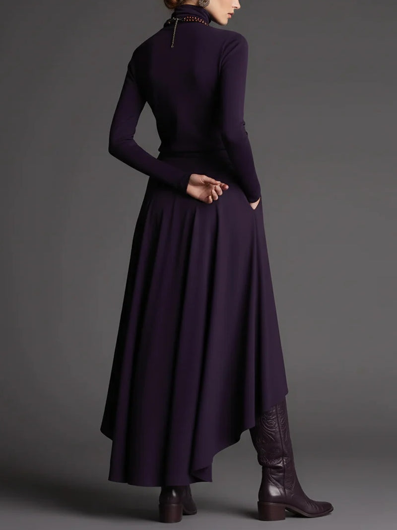 Lilas | Ensemble haut col roulé et jupe asymétrique