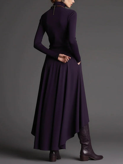 Lilas | Ensemble haut col roulé et jupe asymétrique