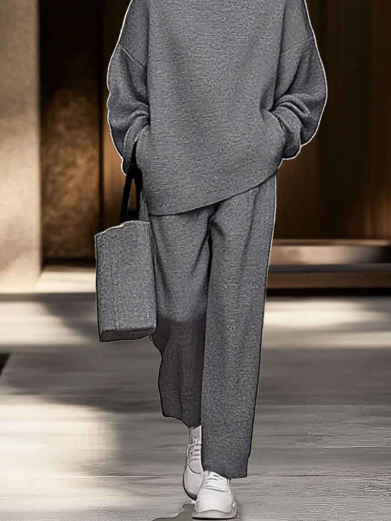 Sophia | Ensemble Haut Gris et Pantalon Large