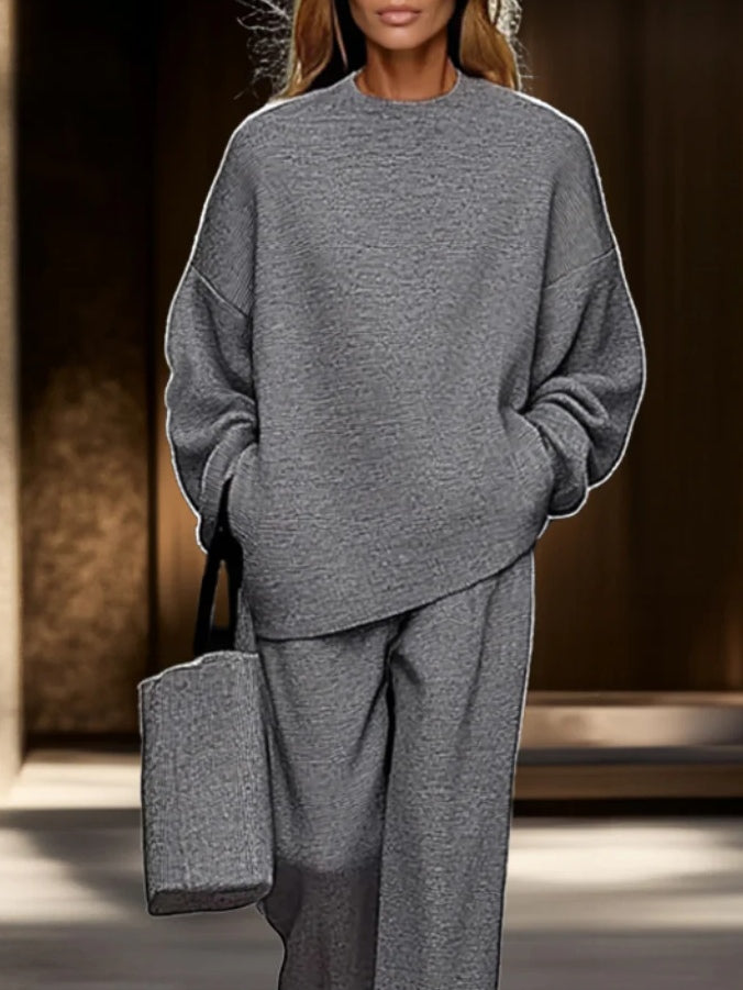 Sophia | Ensemble Haut Gris et Pantalon Large