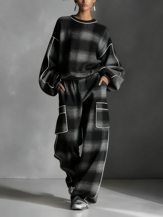 Grayden | Ensemble Sweatshirt et Pantalons à Carreaux