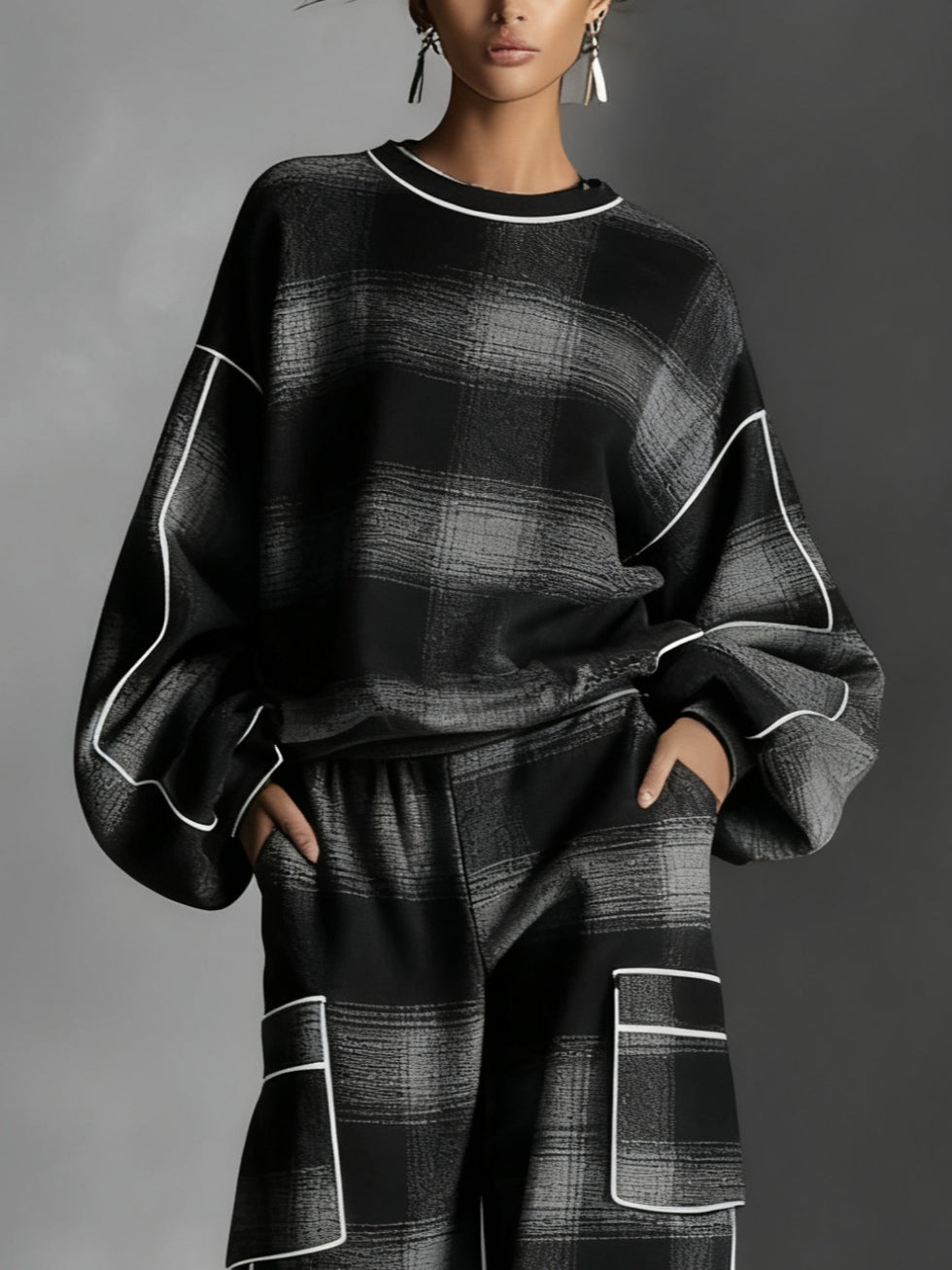Grayden | Ensemble Sweatshirt et Pantalons à Carreaux