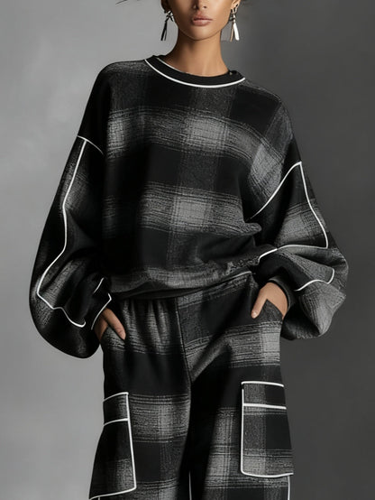 Grayden | Ensemble Sweatshirt et Pantalons à Carreaux