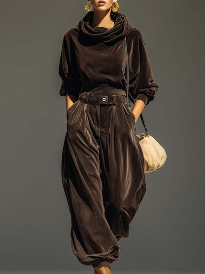 Vivienne | Ensemble Sweat à Capuche en Velours et Pantalons