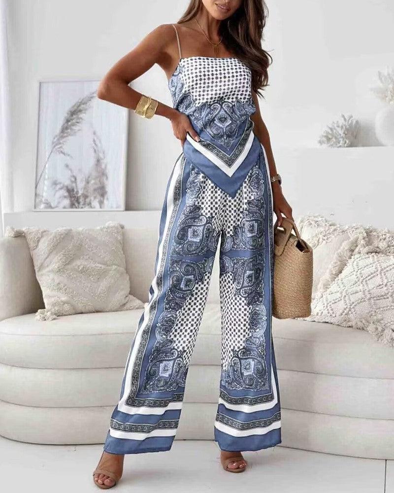 Lila | Ensemble de débardeur et pantalon à lacets imprimé