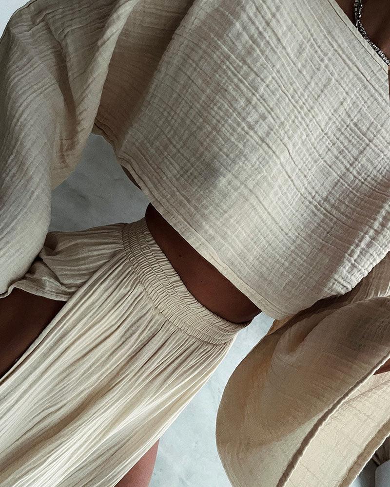 Lila | Ensemble en Coton et Lin à Fente