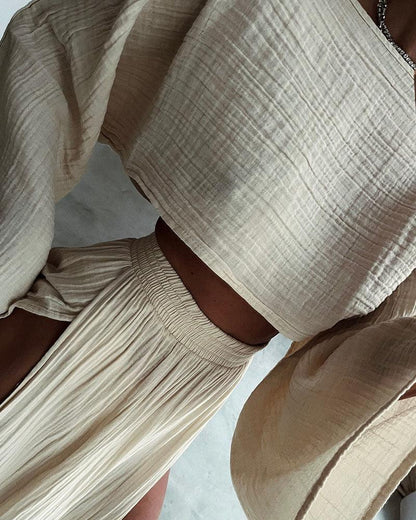 Lila | Ensemble en Coton et Lin à Fente