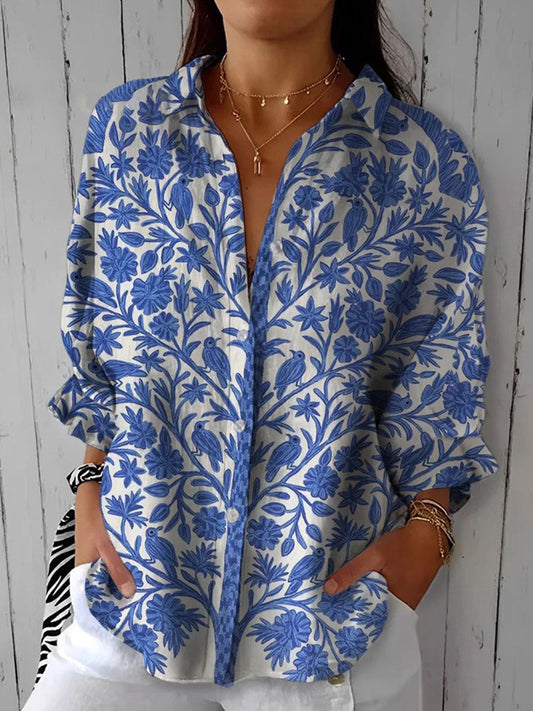 Vivienne – Blouse Florale Bleue