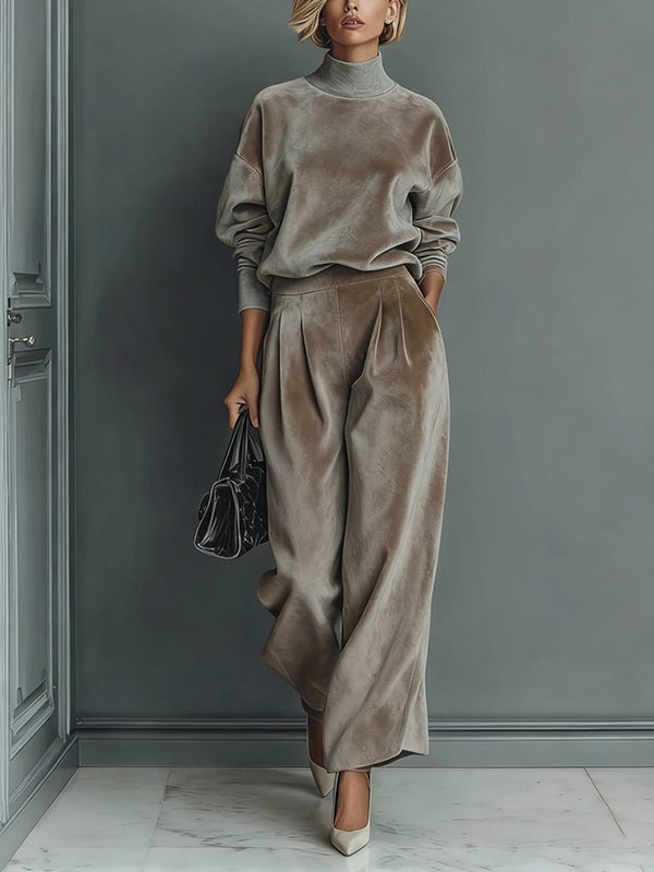 Elena | Costume en Velours à Col Roulé