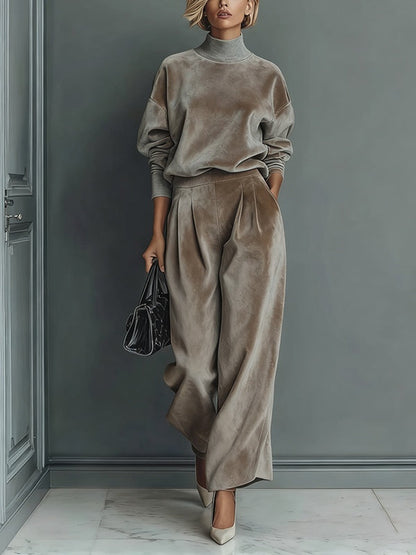 Elena | Costume en Velours à Col Roulé