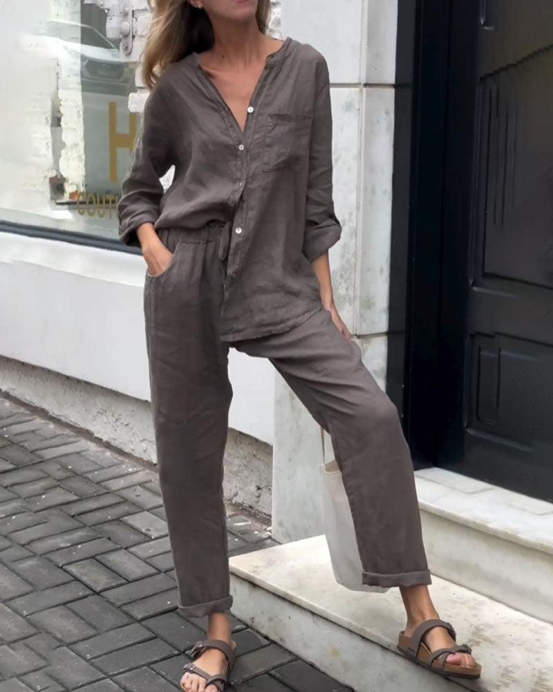 Liam | Ensemble Chemise à Col V et Pantalon