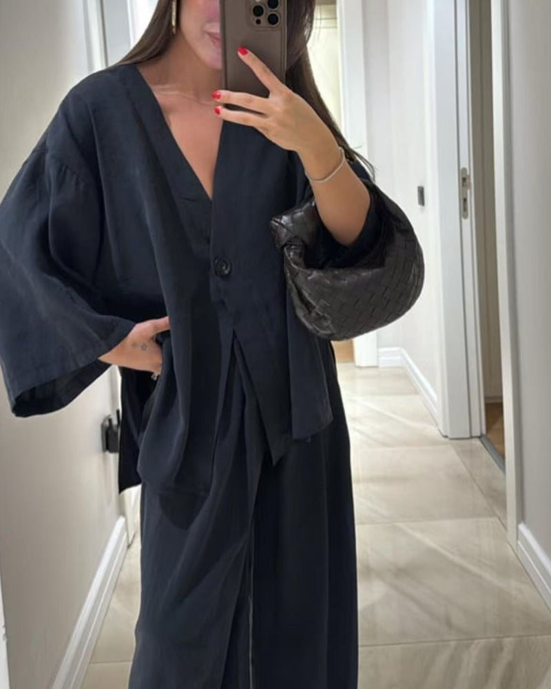 Sienna | Ensemble Top à Col V et Pantalon