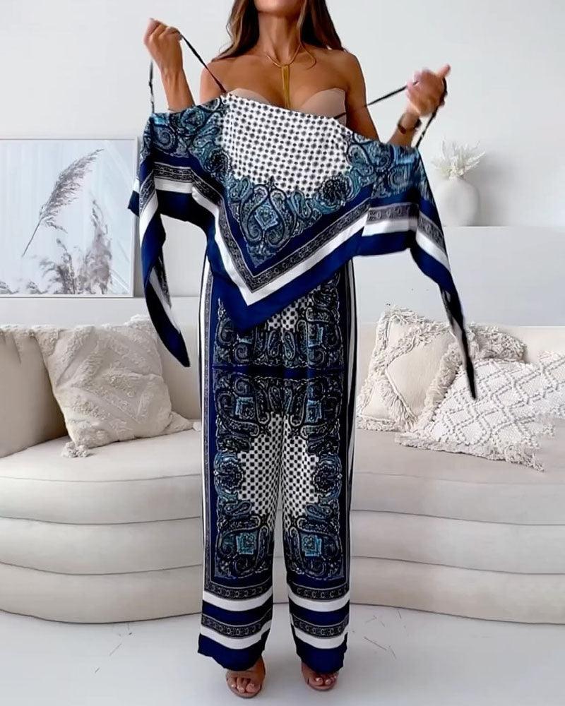 Lila | Ensemble de débardeur et pantalon à lacets imprimé