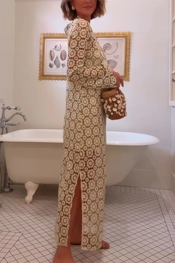 Judy  | Robe Midi à Manches Longues Fleurie