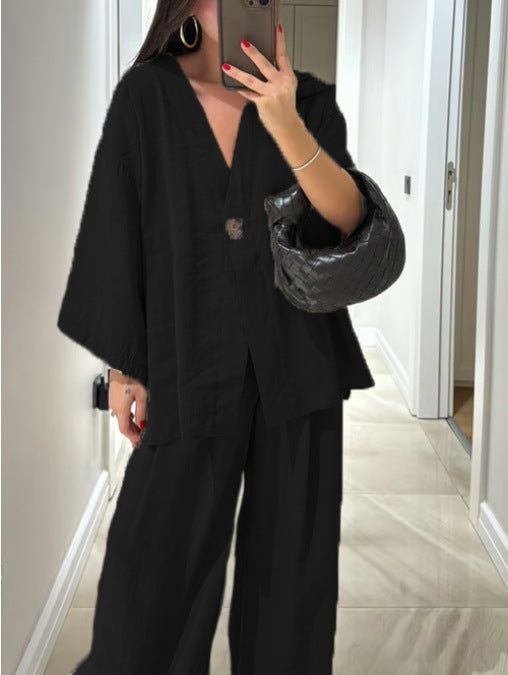 Sienna | Ensemble Top à Col V et Pantalon