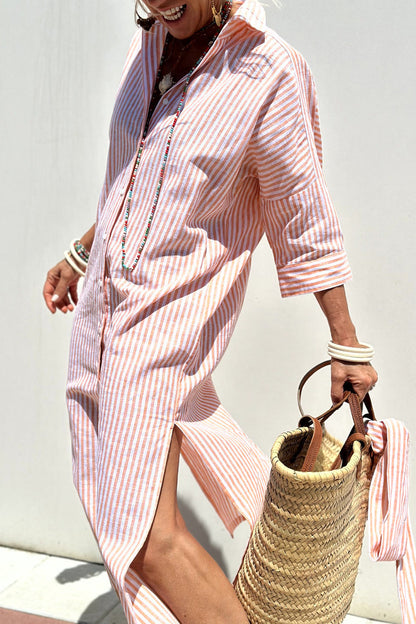 Kelly | Robe Chemise Rayée Intemporelle avec Confort Élégant