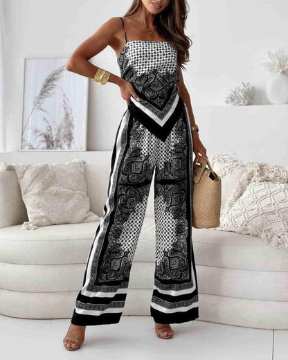 Lila | Ensemble de débardeur et pantalon à lacets imprimé