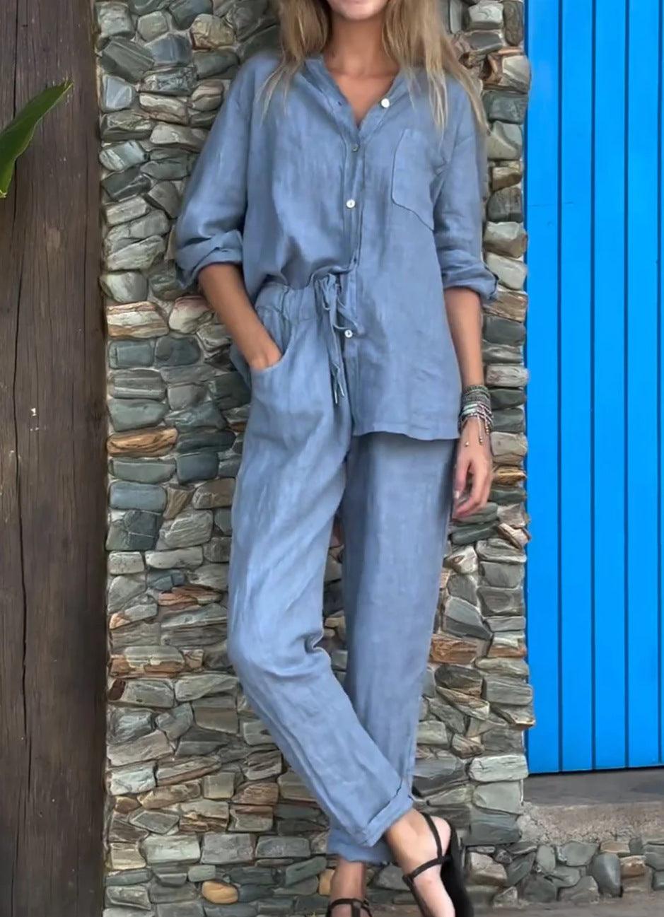 Liam | Ensemble Chemise à Col V et Pantalon