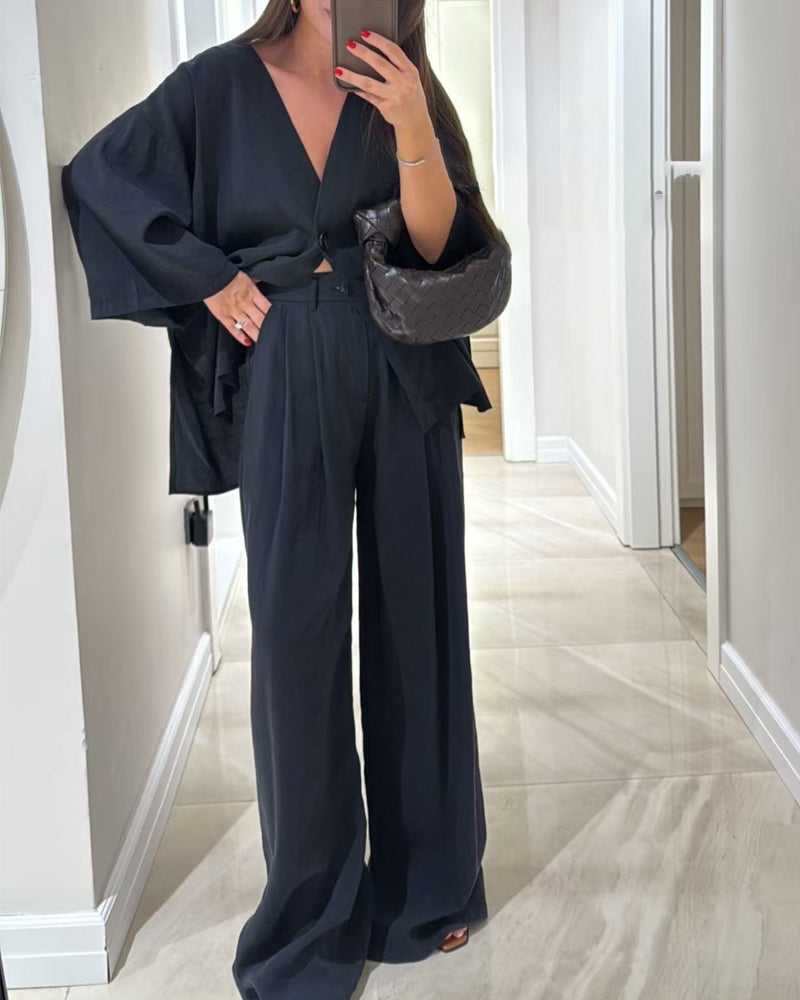 Sienna | Ensemble Top à Col V et Pantalon