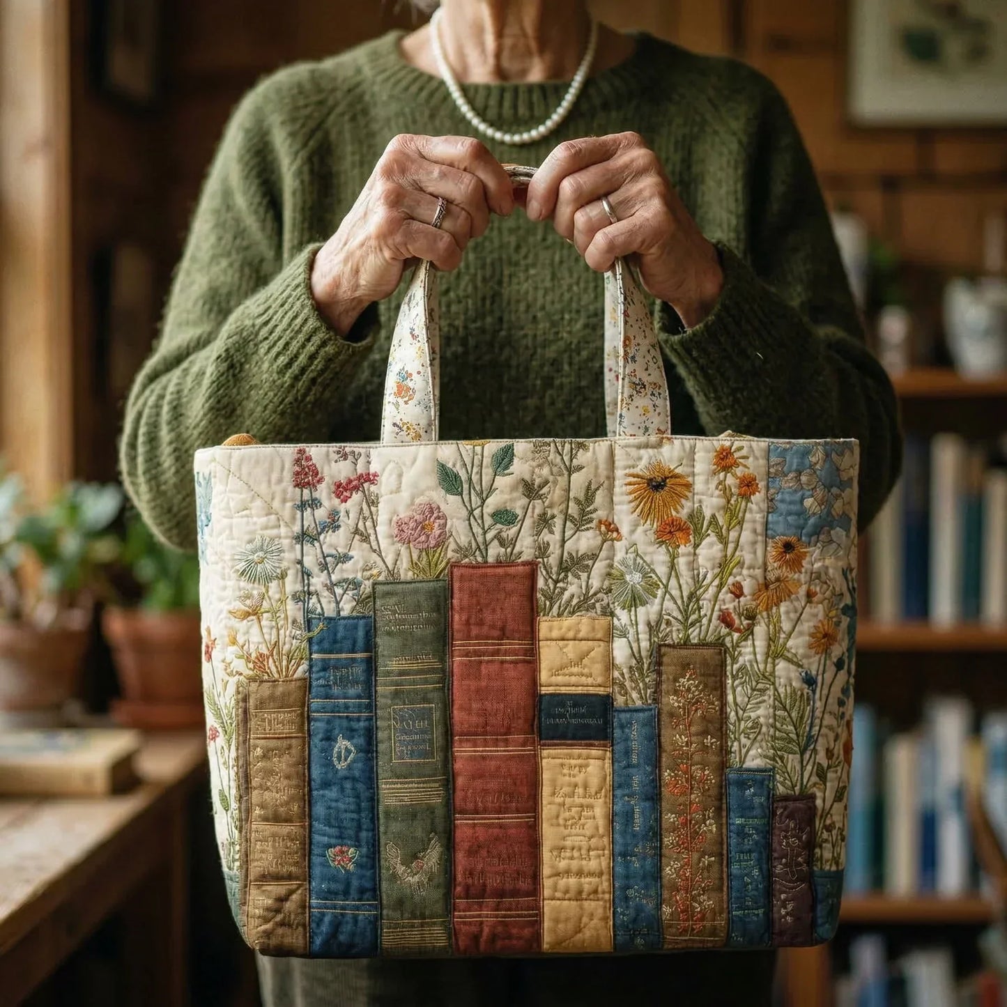 Sac Matelassé Artisan - Livres et Fleurs