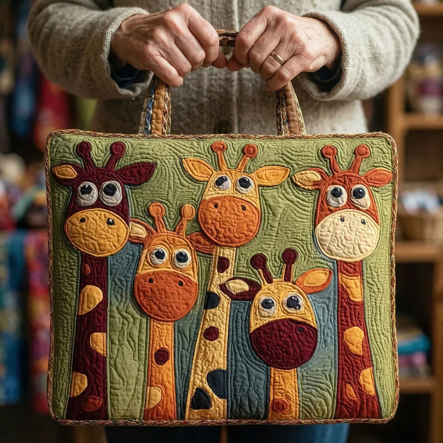 Sac fourre-tout matelassé - Girafe