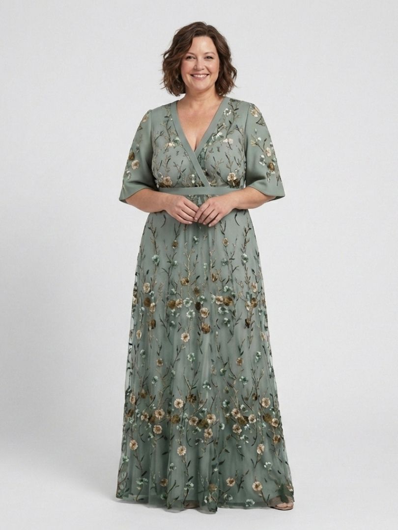 Melodi – Robe longue à fleurs avec décolleté en V