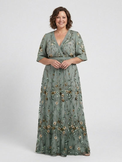 Melodi – Robe longue à fleurs avec décolleté en V