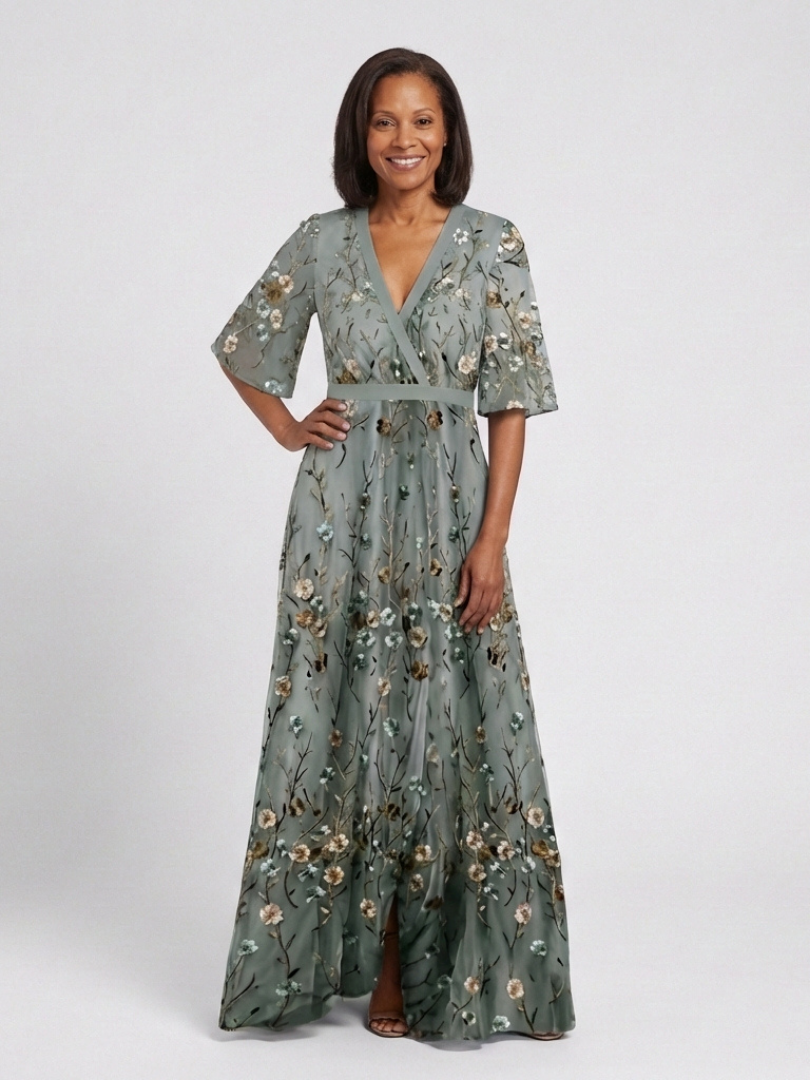 Melodi – Robe longue à fleurs avec décolleté en V