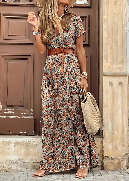 Joselin™ – Robe longue bohémienne et fluide avec ceinture